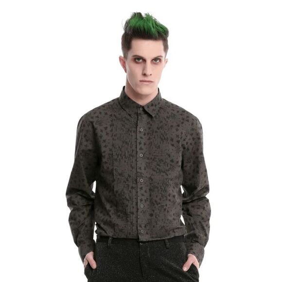 DC Comics The Joker Woven Tuxedo Button-Up Long Sleeve Shirt Men's Gray Size M - Picture 1 of 9